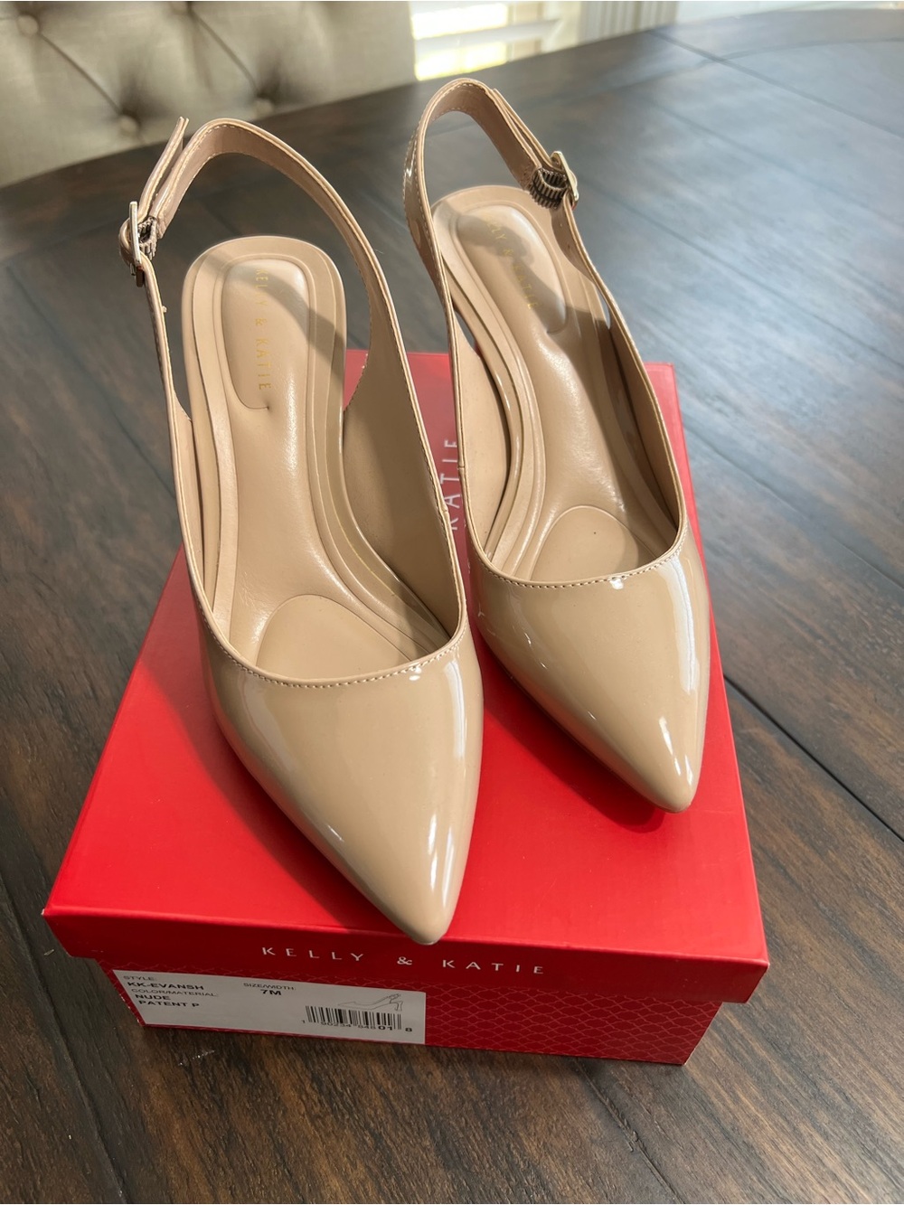 Kelly & Katie New Evansh Patent Nude Slingback Pump Size 7M Versatile Style - Picture 2 of 5